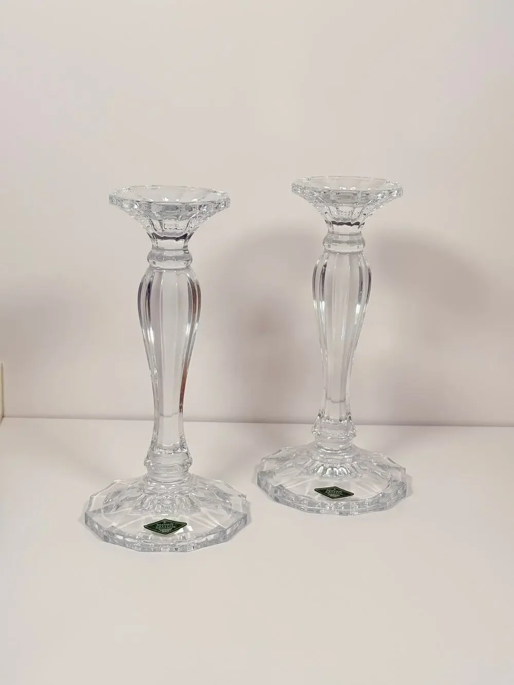 Pair of Shannon Crystal by Godinger Candlestick Holders 10.25”